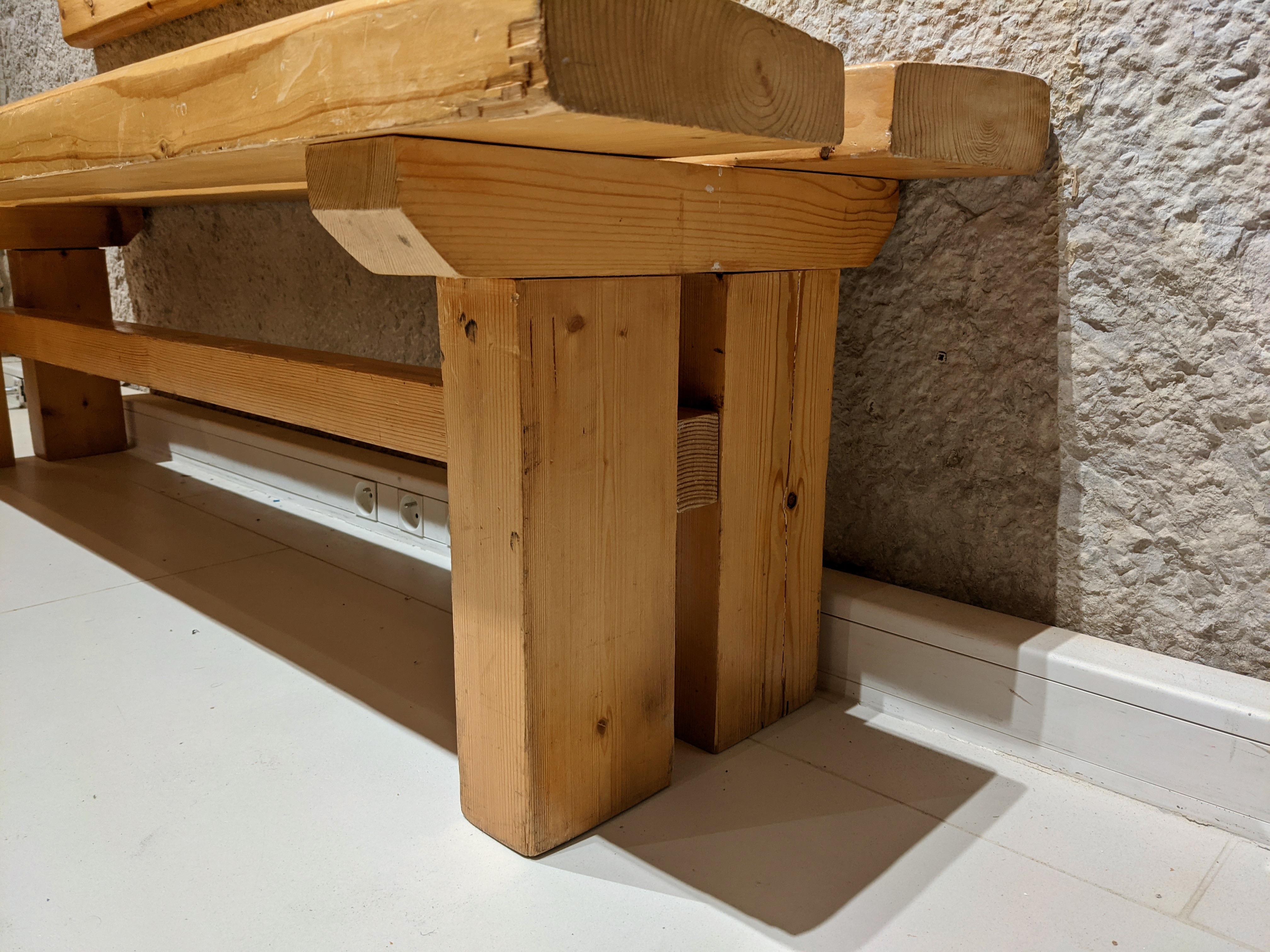 Bench and Backsplash by Charlotte Perriand for Les Arcs In Good Condition In lyon, FR