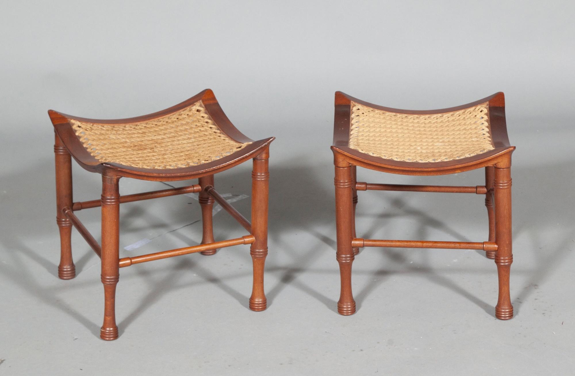 20th Century Bench and Pair of Thebes Stools by Liberty and Co.