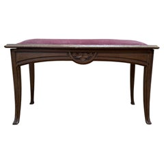 Bench - Art Nouveau piano bench in solid oak