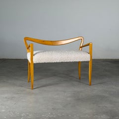 Bench Attributed to Guglielmo Ulrich in Blonde Maple and Bouclé Upholstery, 1940