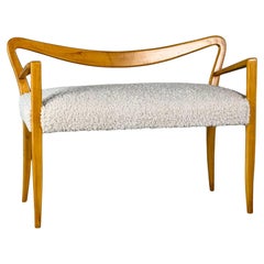 Bench Attributed to Guglielmo Ulrich in Blonde Maple and Bouclé Upholstery, 1940