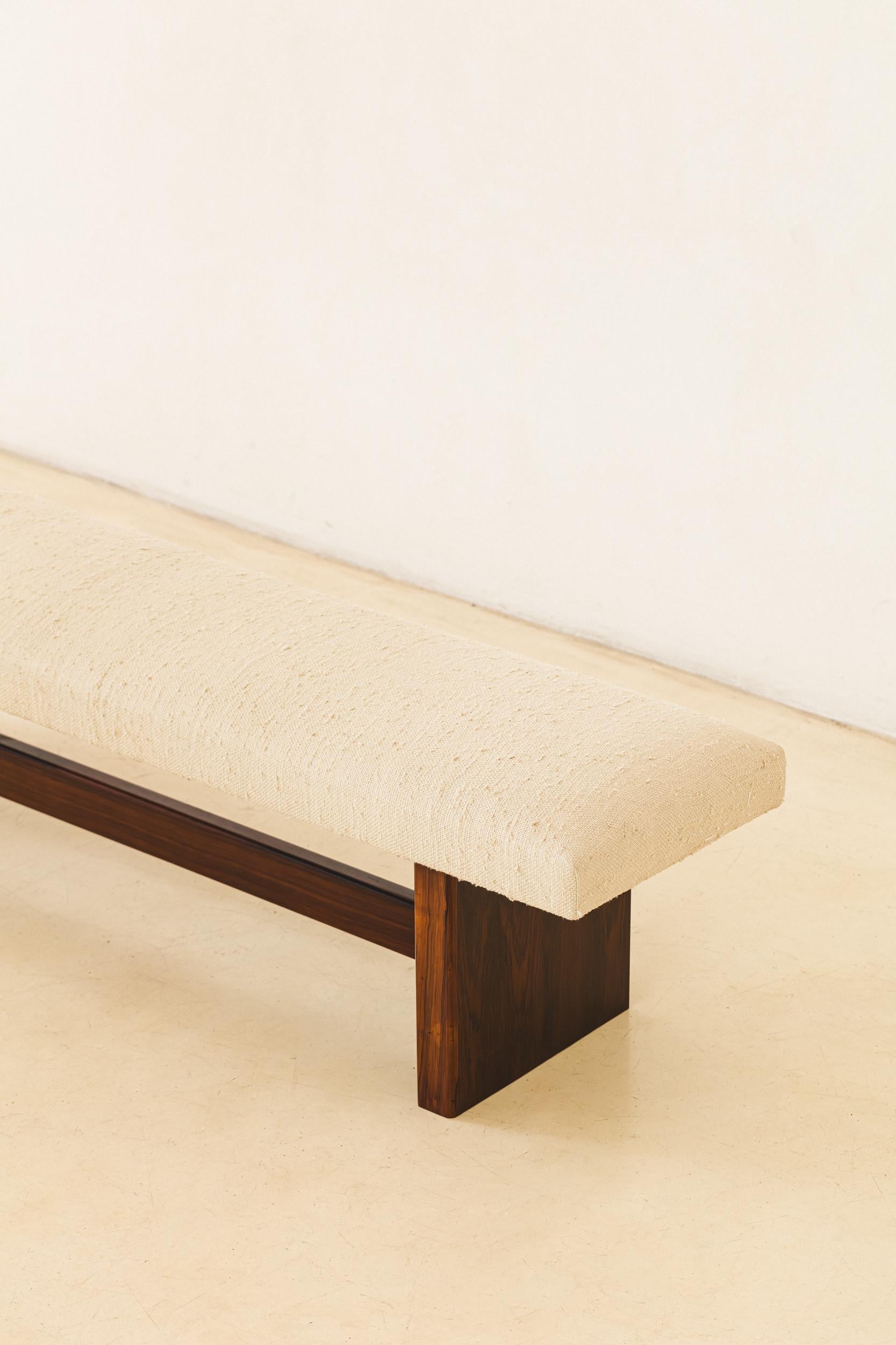 Mid-Century Modern Bench by Celina Decorações, Rosewood and Fabric, Brazilian Midcentury, 1960s