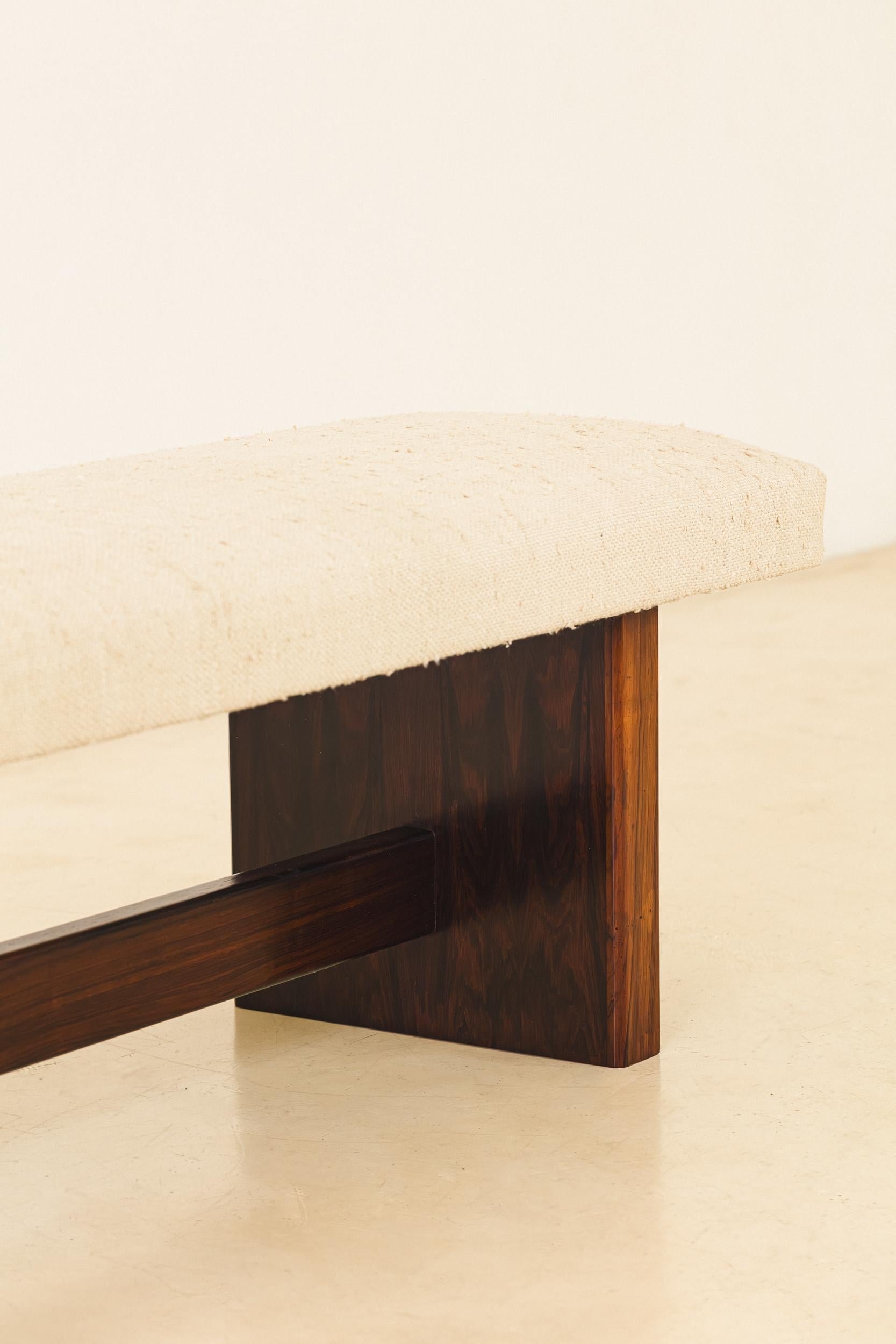 Bench by Celina Decorações, Rosewood and Fabric, Brazilian Midcentury, 1960s In Good Condition In New York, NY