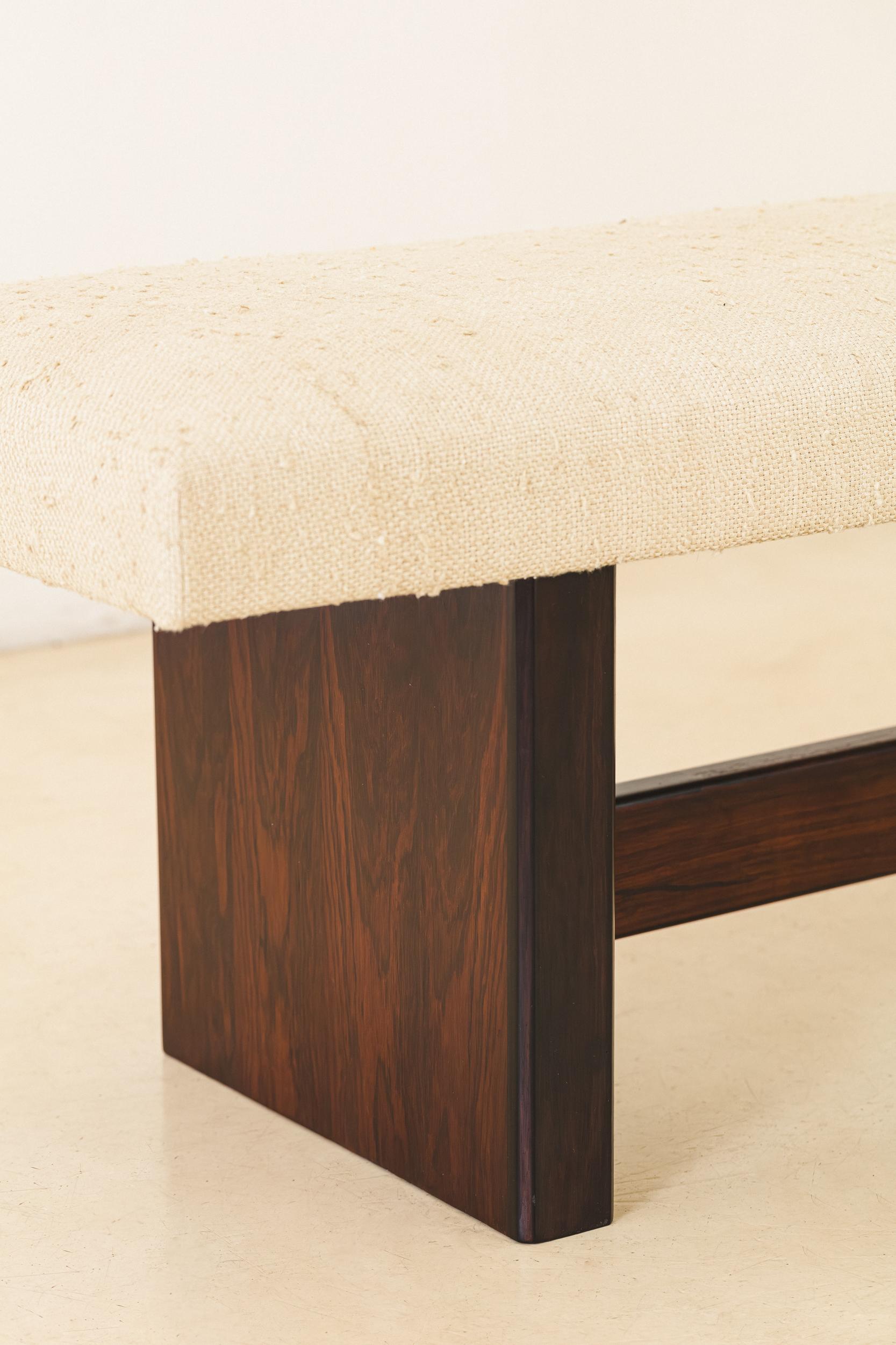 Mid-20th Century Bench by Celina Decorações, Rosewood and Fabric, Brazilian Midcentury, 1960s