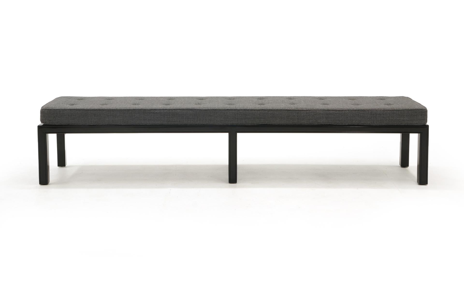 Mid-Century Modern Bench by Henredon, Restored Gloss Black Frames with New Cushions