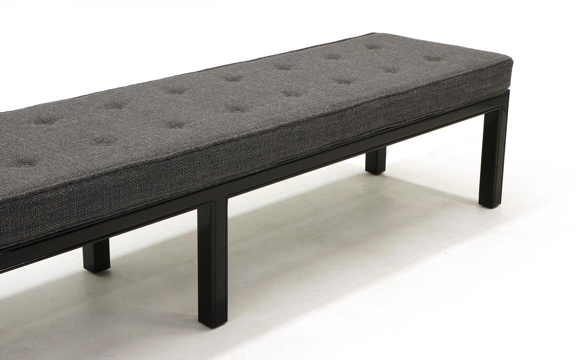 American Bench by Henredon, Restored Gloss Black Frames with New Cushions