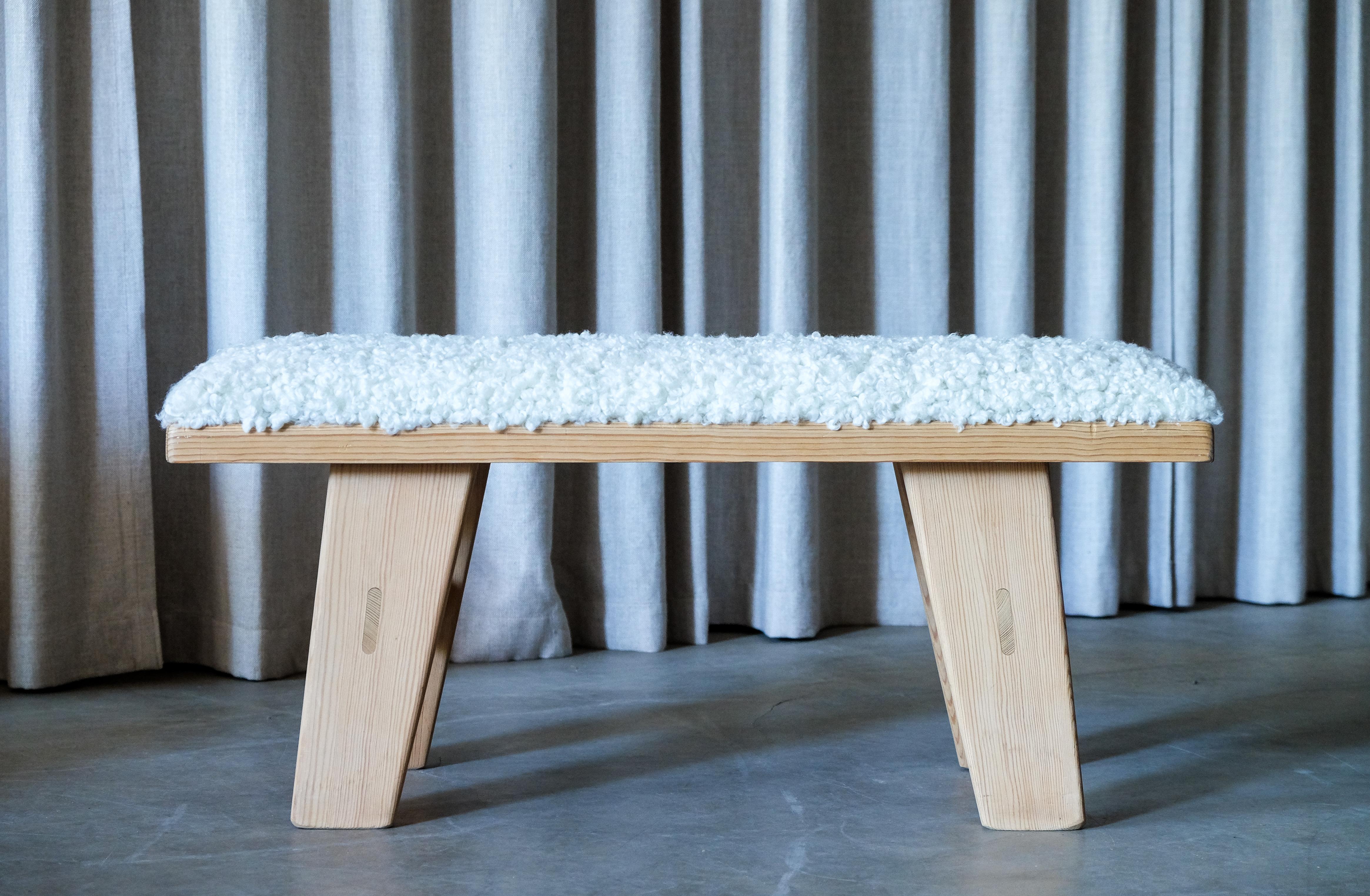 Sheepskin Bench by Krogenäs, Norway, 1960s For Sale