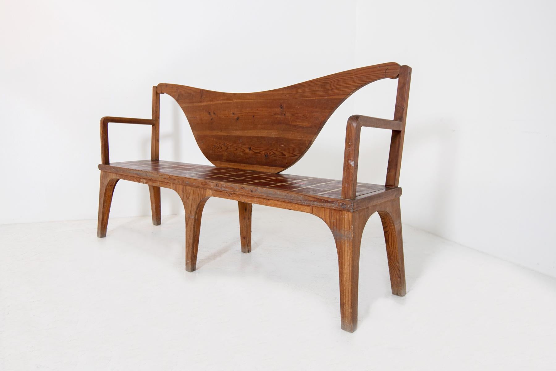 Mid-Century Modern Bench by Paolo Buffa in Wood, 1950