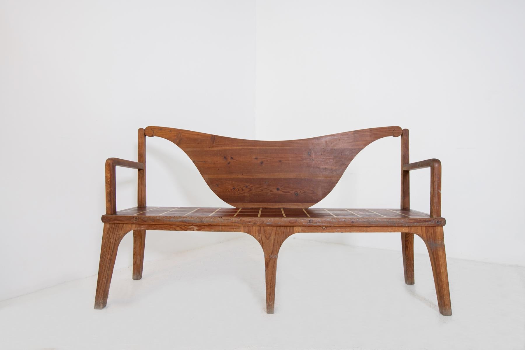 Bench by Paolo Buffa in Wood, 1950 In Good Condition In Milano, IT