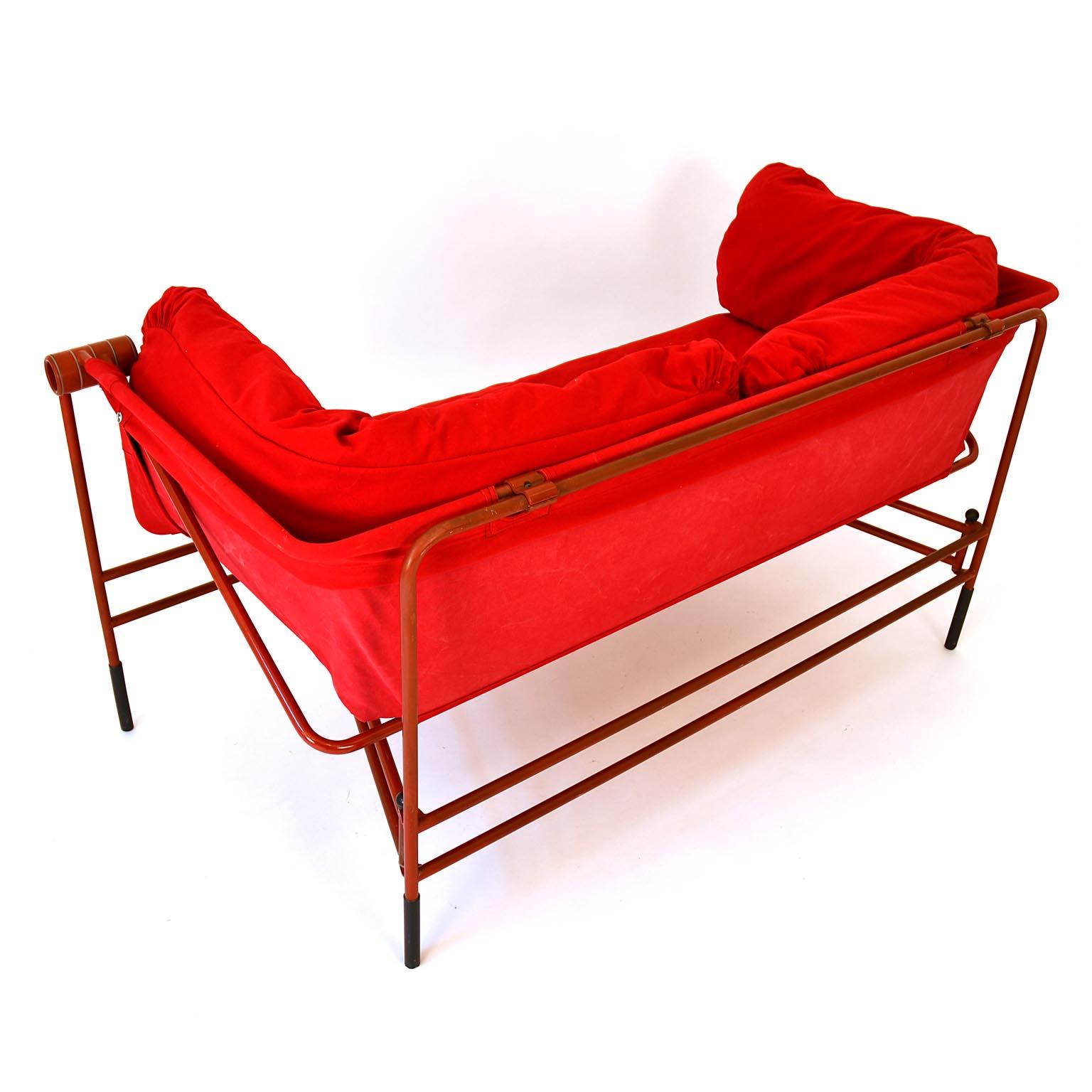 Bench Cabriolet 1980s Red Fabrik Metal Bruno Rota Italy 4