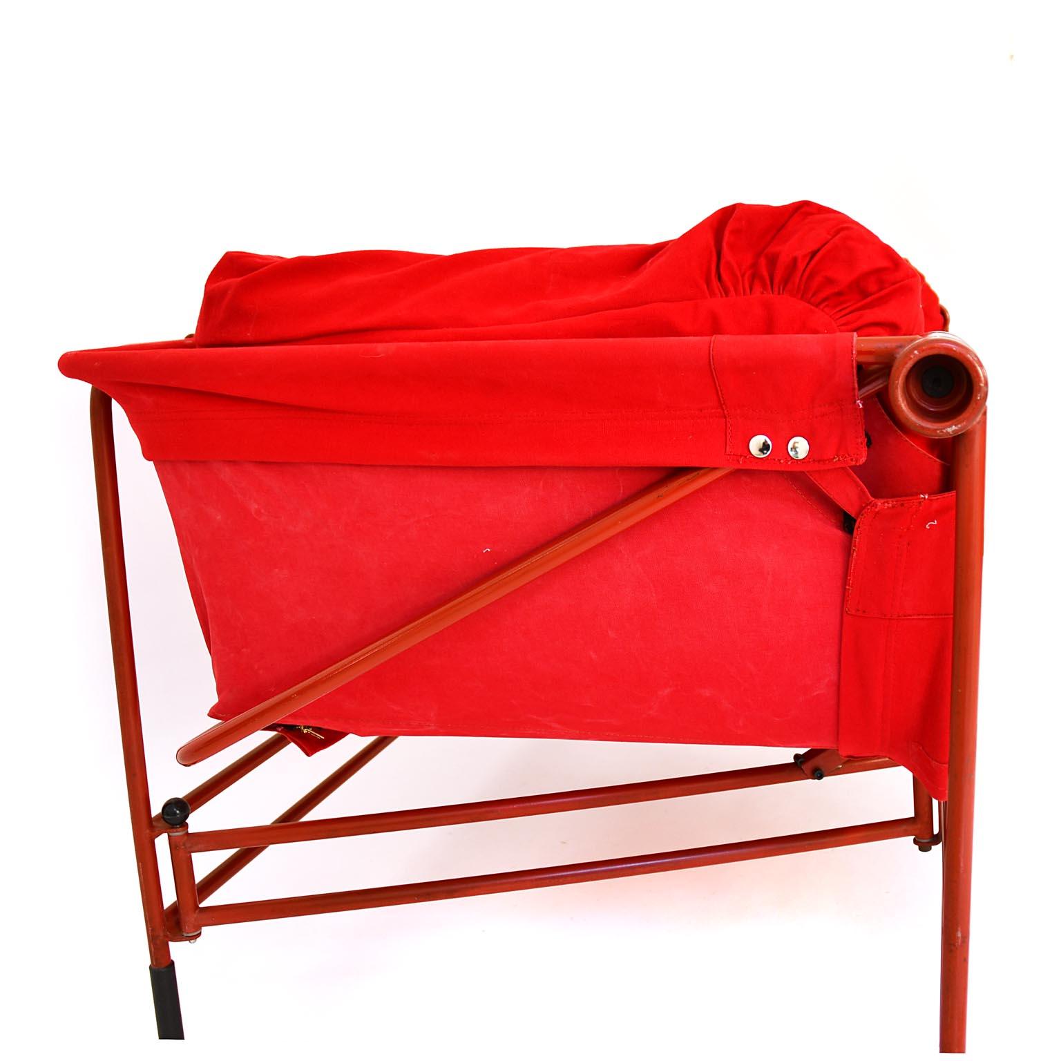 Bench Cabriolet 1980s Red Fabrik Metal Bruno Rota Italy 6