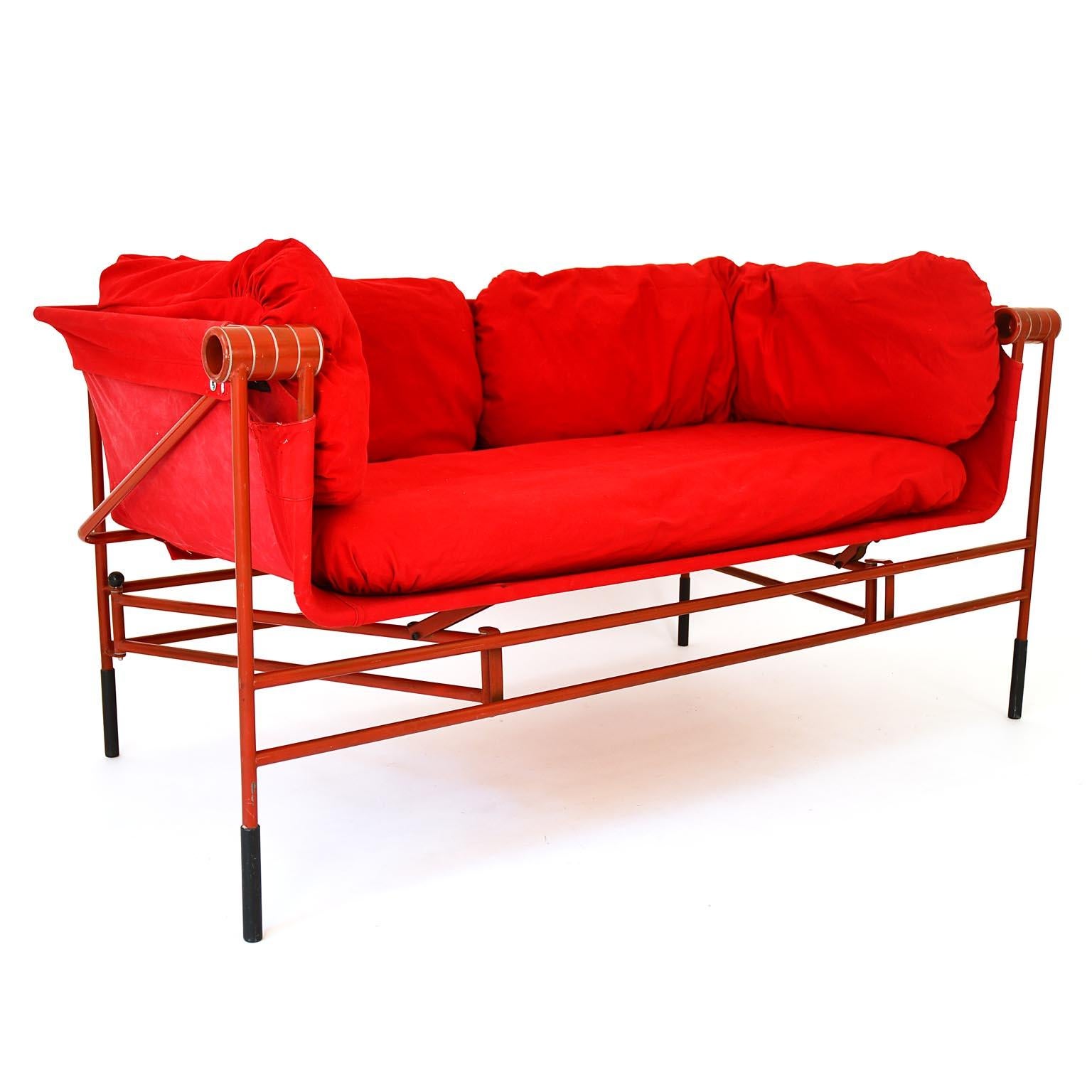 Late 20th Century Bench Cabriolet 1980s Red Fabrik Metal Bruno Rota Italy