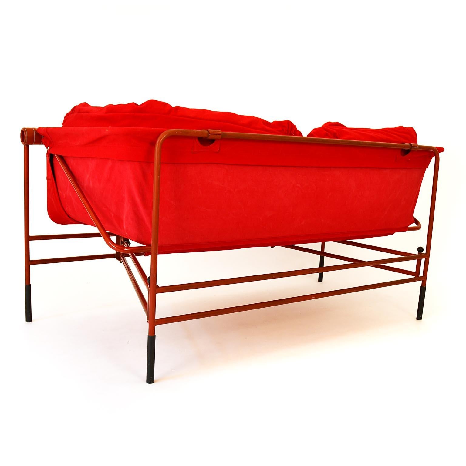 Bench Cabriolet 1980s Red Fabrik Metal Bruno Rota Italy 3