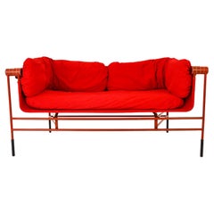 Bench Cabriolet 1980s Red Fabrik Metal Bruno Rota Italy
