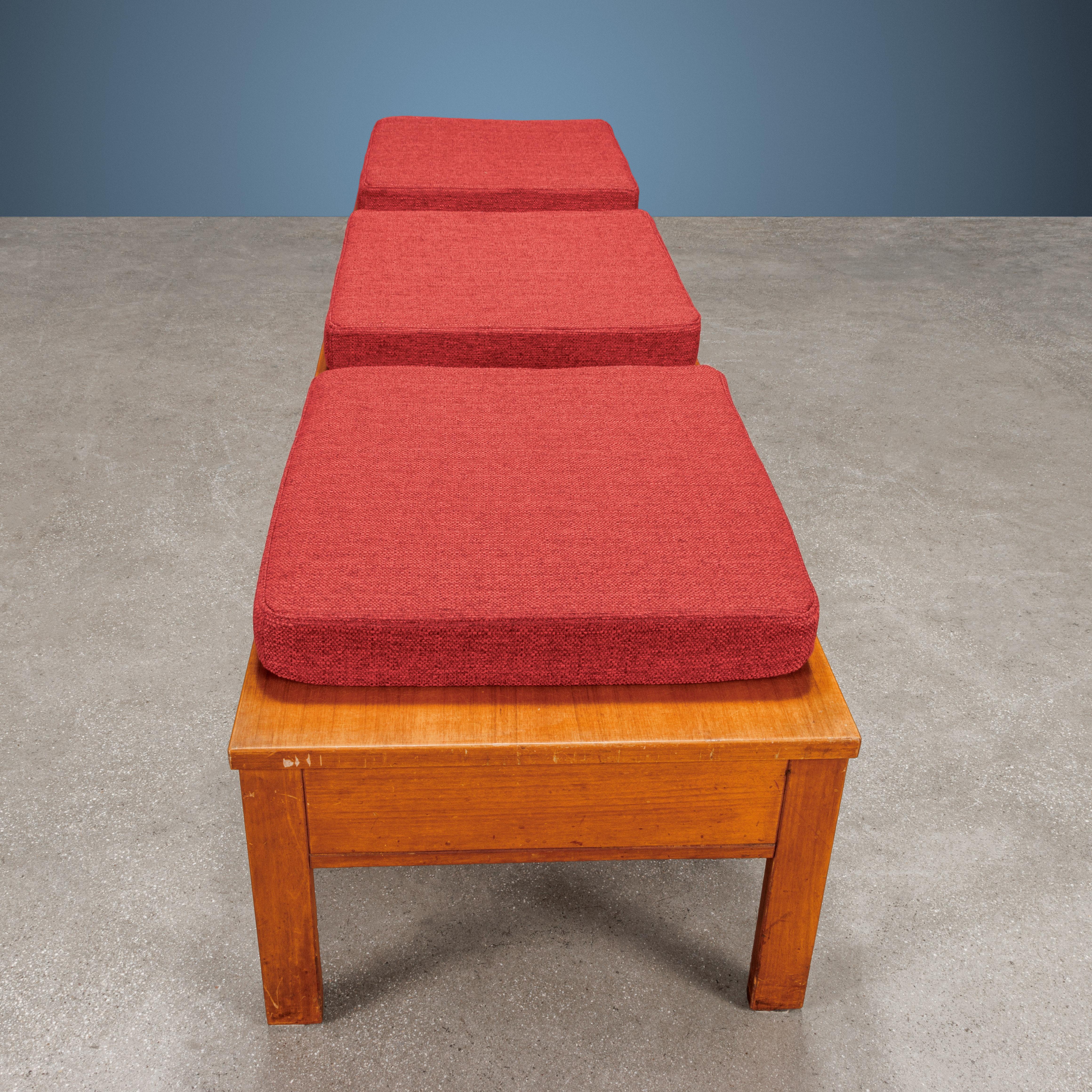 Walnut Bench Cantieri Carugati, 1950s, 1960s