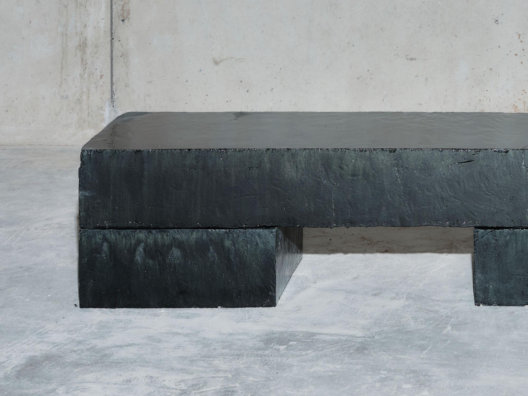 Aesthetic Movement Bench ceramic contemporary glaze green black square organic  For Sale