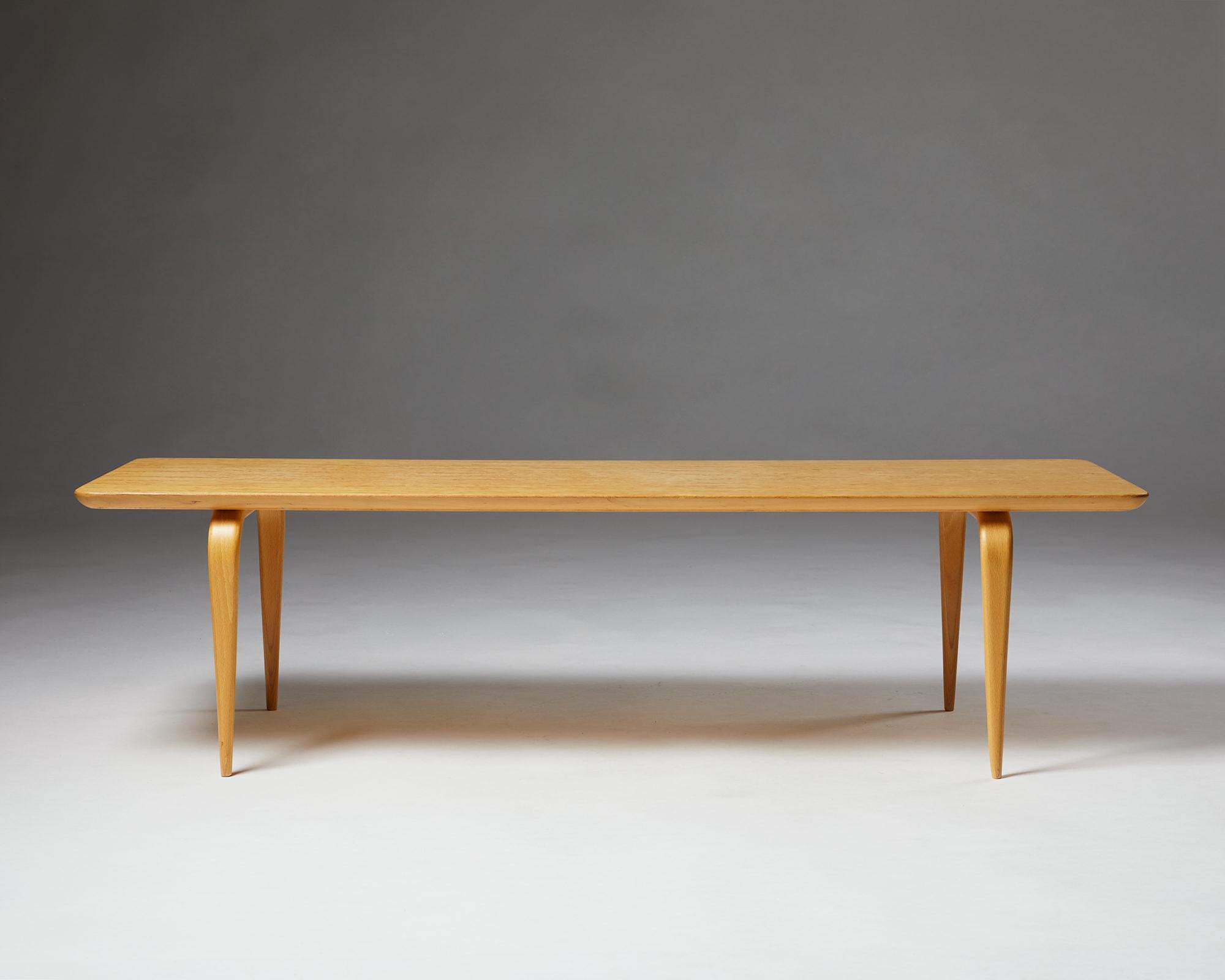 Mid-20th Century Bench/Coffee Table “Annika” Designed by Bruno Mathsson