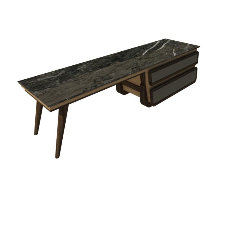 Bench Coffee Table M03 Contemporary Walnut Oak Marble Countertop Made in Italy For Sale 4