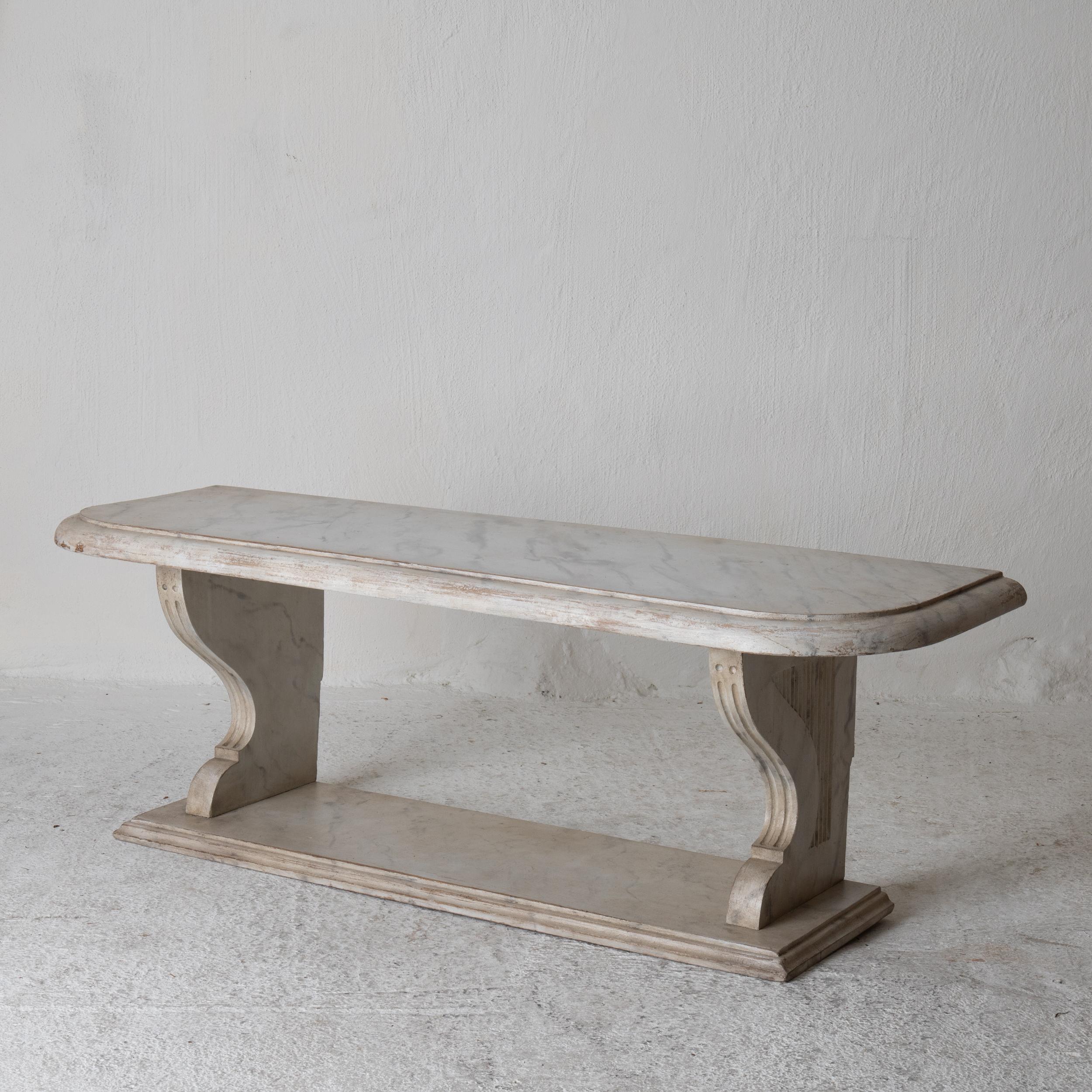 Bench Console Swedish 18th Century Faux Marble Paint, Sweden In Good Condition In New York, NY