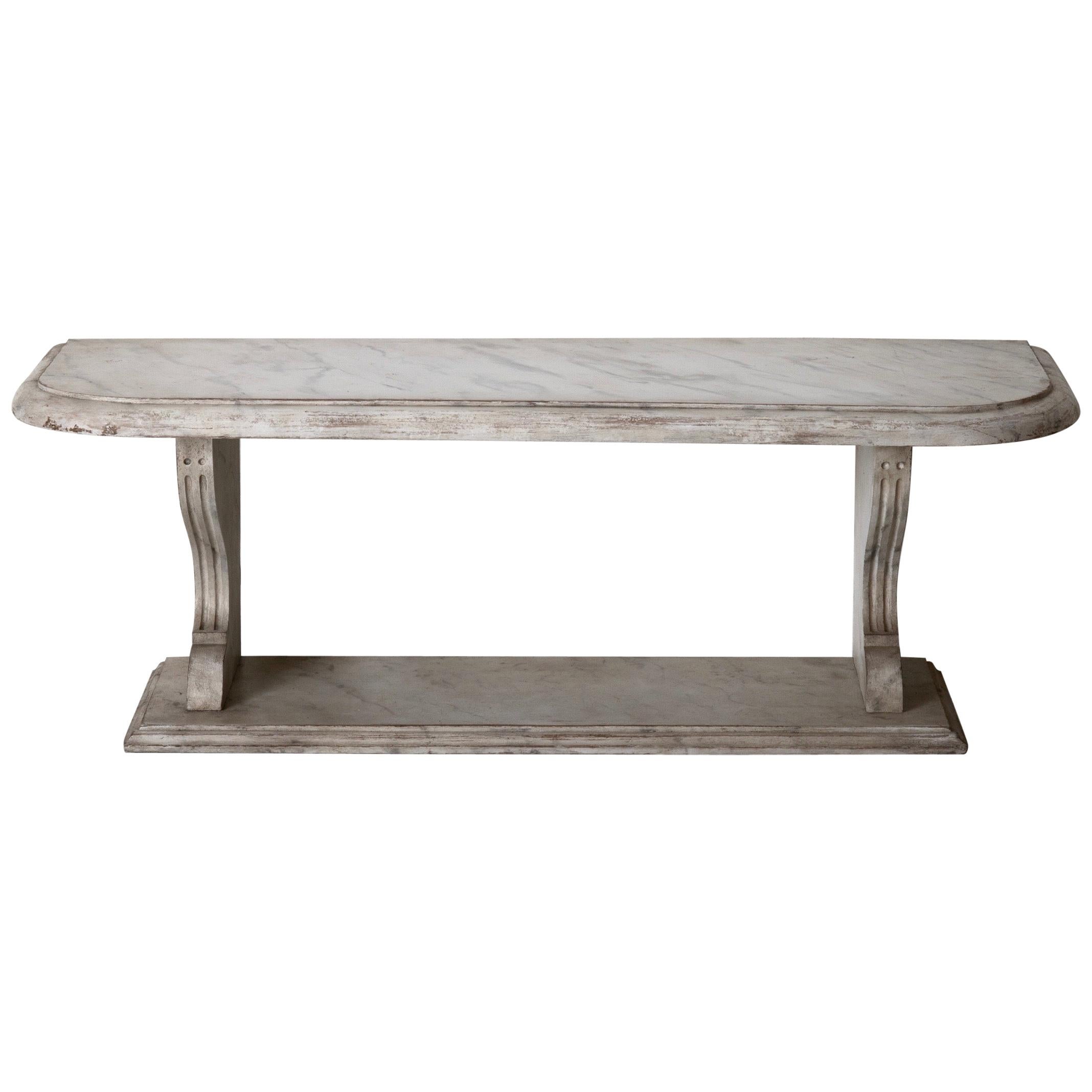 Bench Console Swedish 18th Century Faux Marble Paint, Sweden