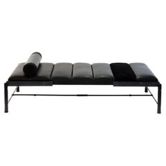 Bench/Daybed Modern/Handmade Black Leather Modern/Contemporary Waxed Steel
