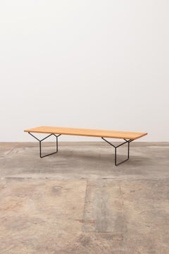 Very Long Slatted Ash Bench by Harry Bertoia for Knoll International