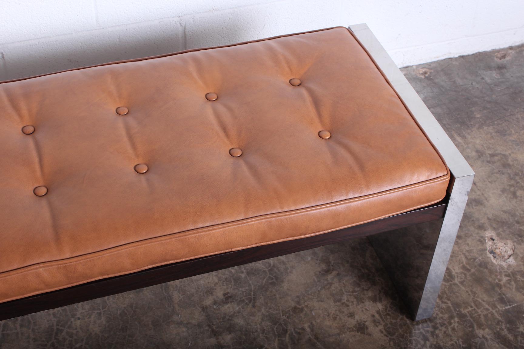Leather Bench Designed by Roger Sprunger for Dunbar
