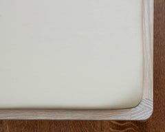 Modern  Leather Upholstered Bench in Bleached White Oak by Hachi Collections