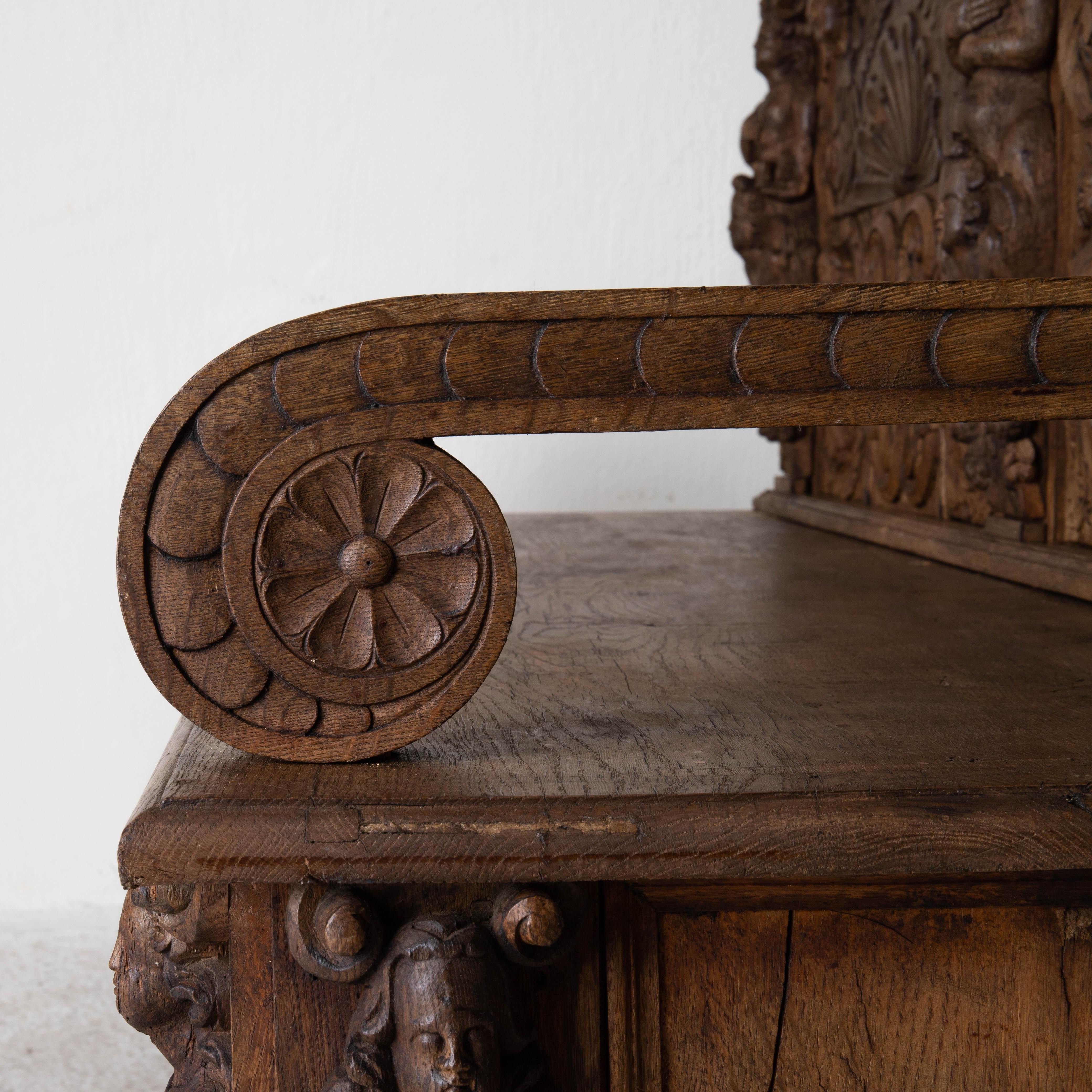 Bench European Carvings 18th Century Rare Europe For Sale 8