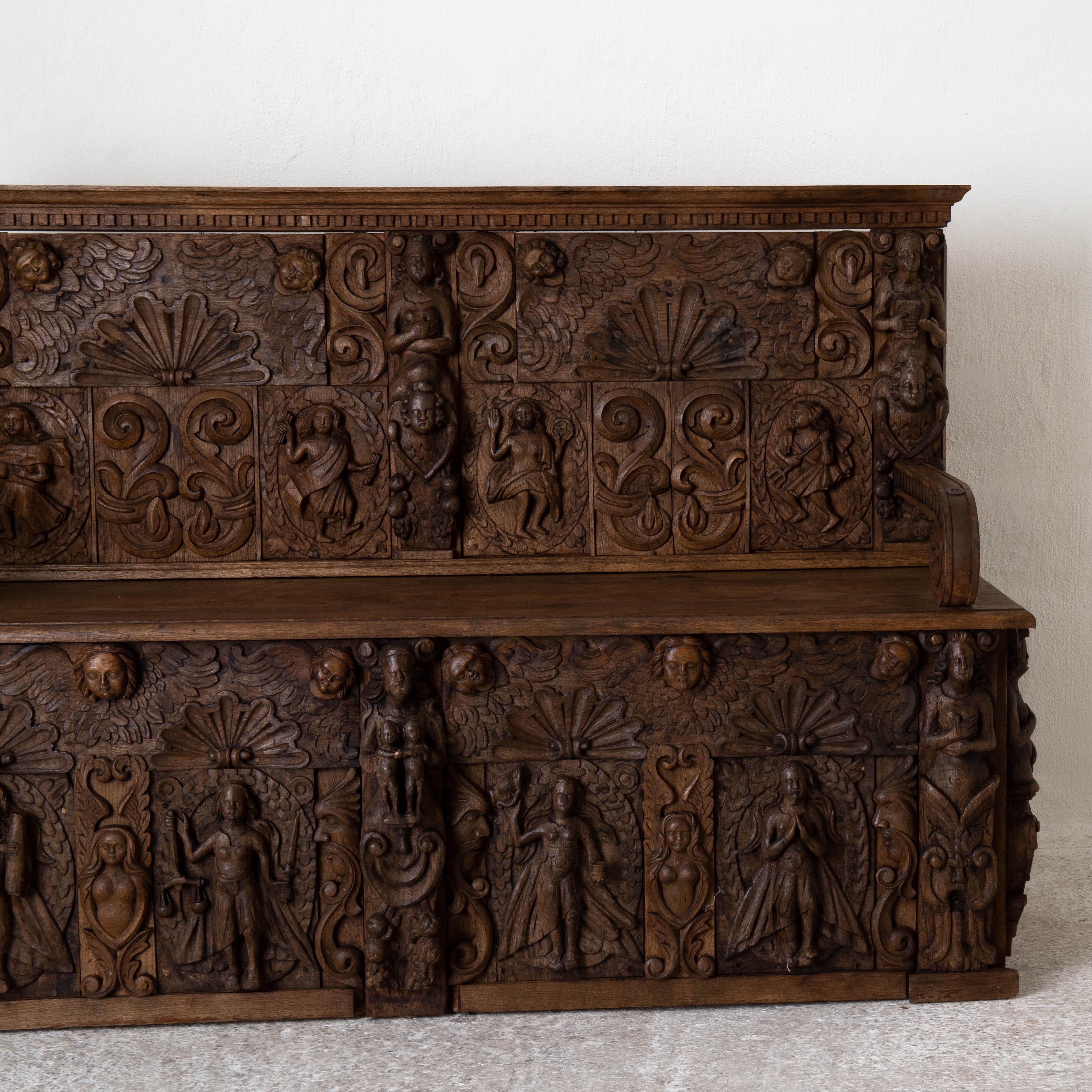 Bench European Carvings 18th Century Rare Europe For Sale 1