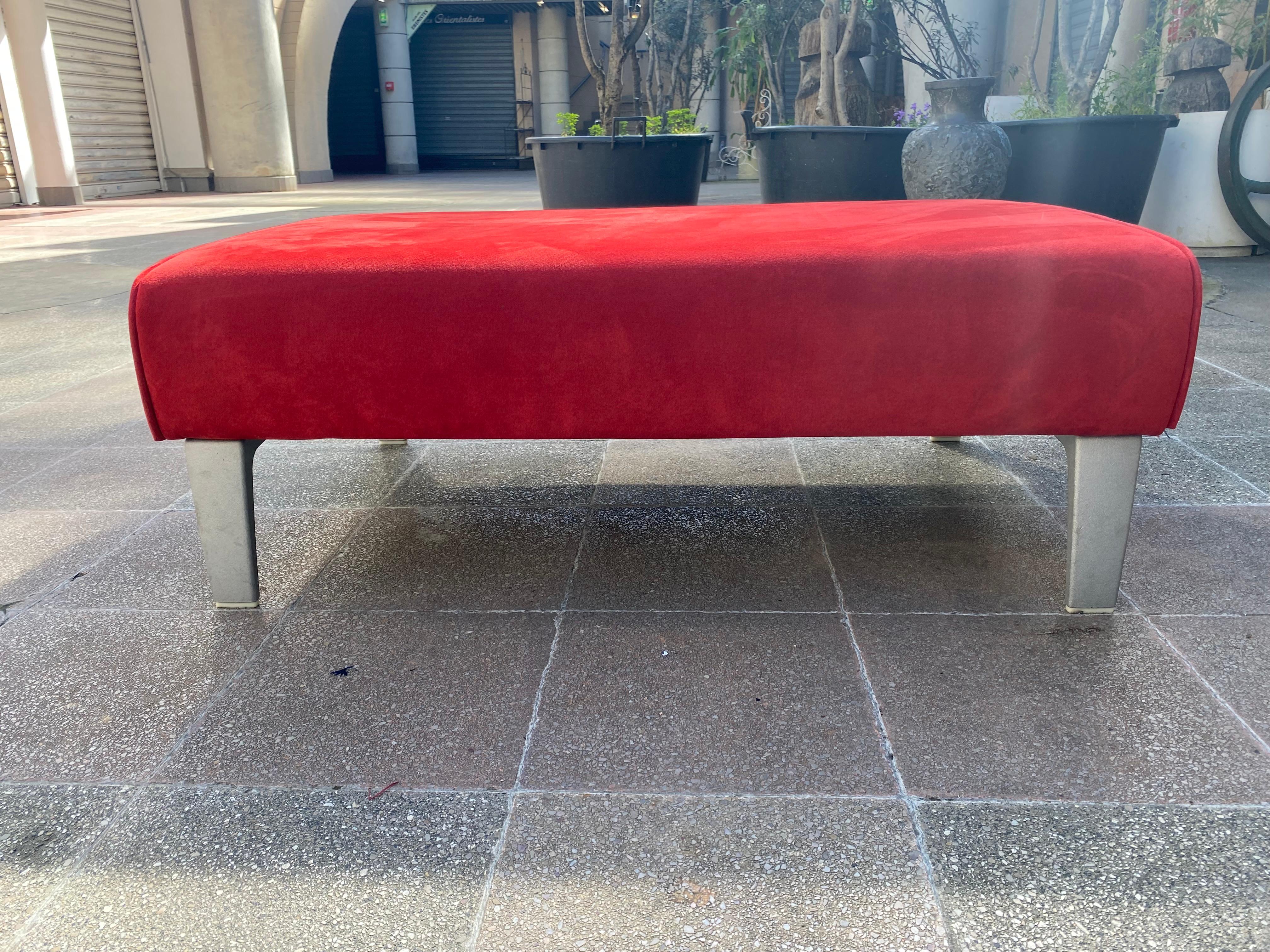 Art Deco Bench Footrest Alcantara Red, 2000 For Sale