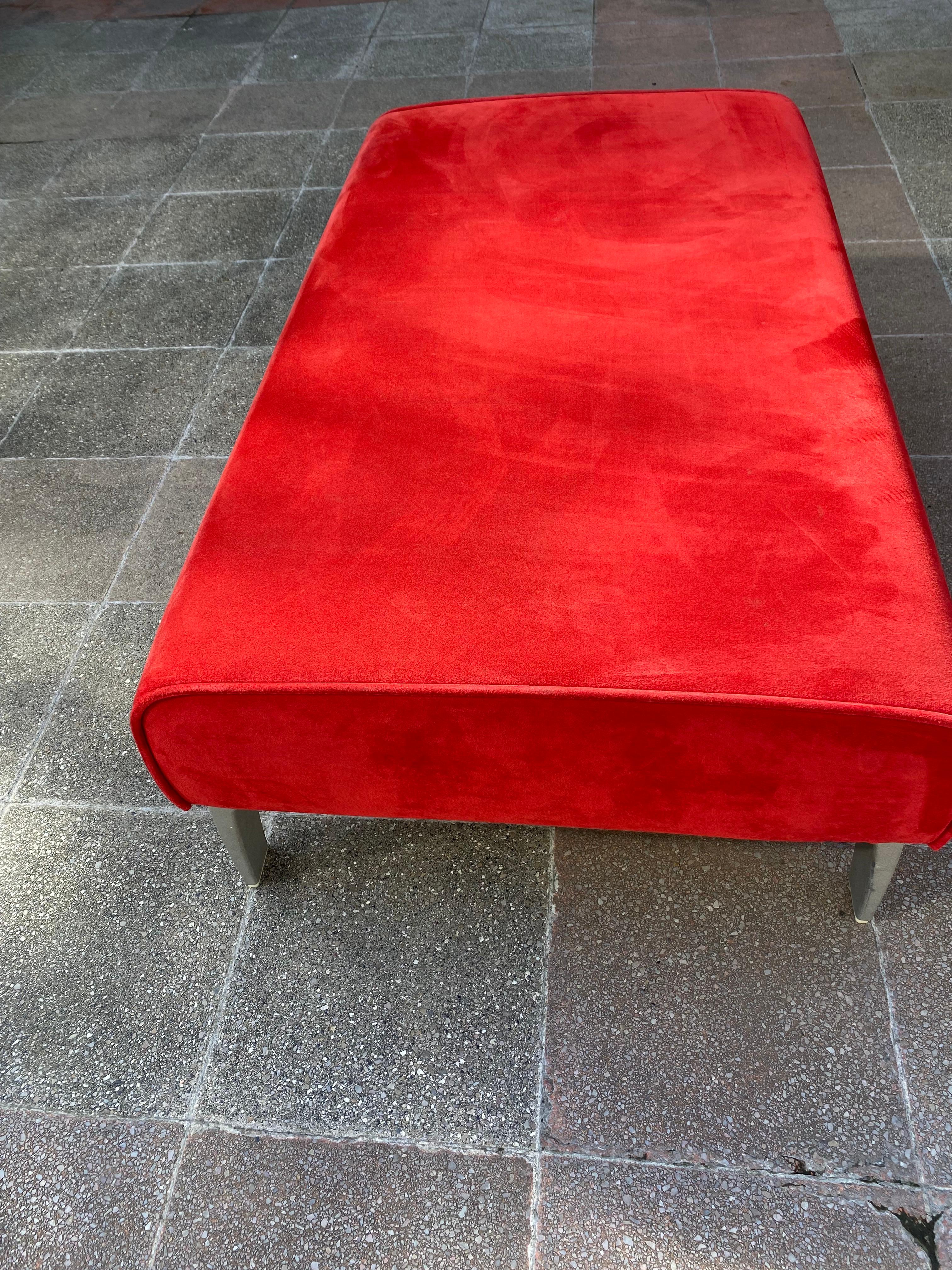 European Bench Footrest Alcantara Red, 2000 For Sale