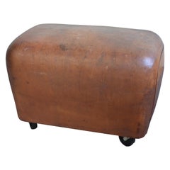 Bench, Footrest, Seat from Leather Gymnast Goat Pommel, circa 1950, Added Wheels