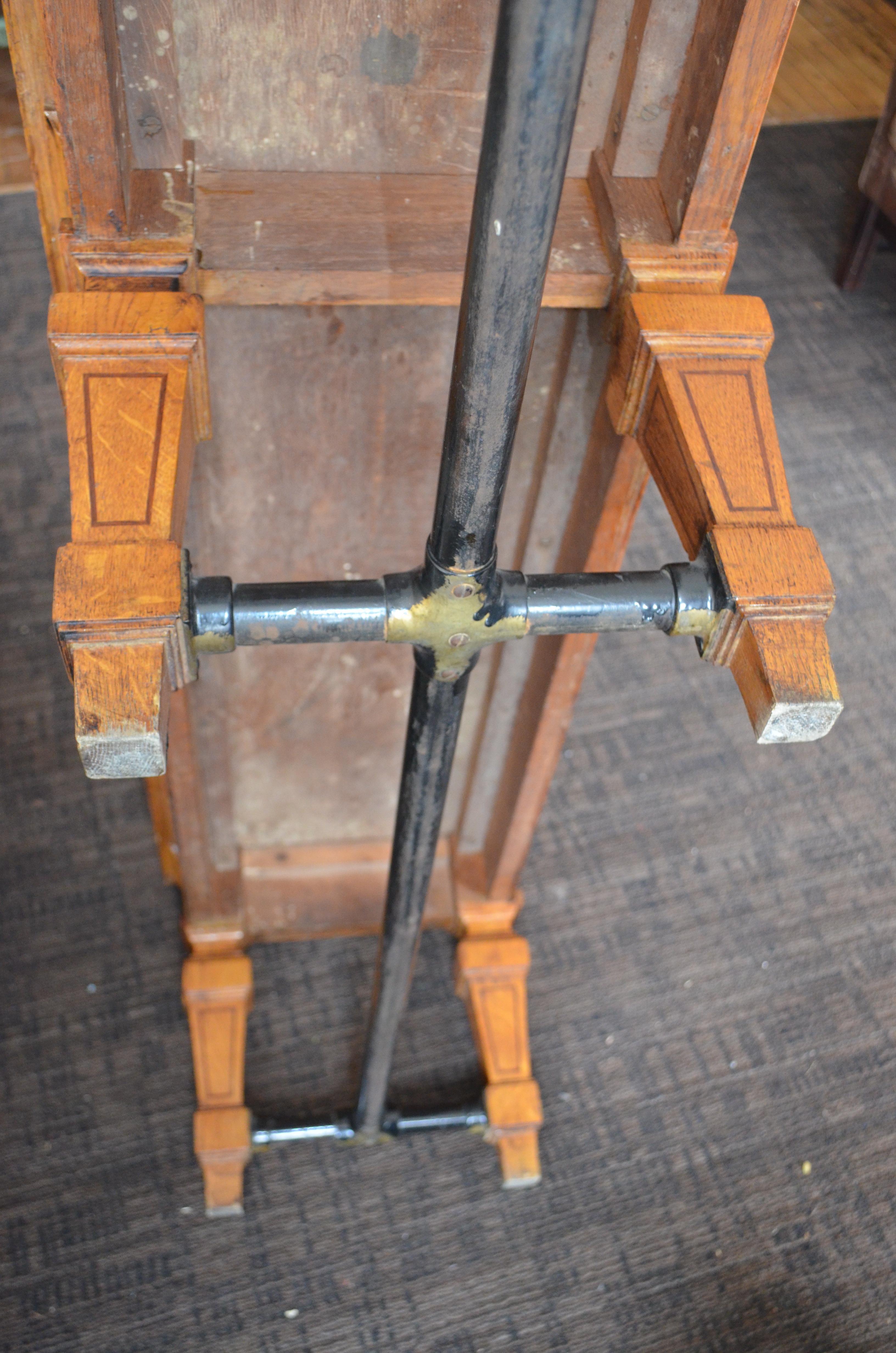 Bench from Parisian Bank, 1900s, Carved Legs and Oak Top with Steel Bar Supports For Sale 8