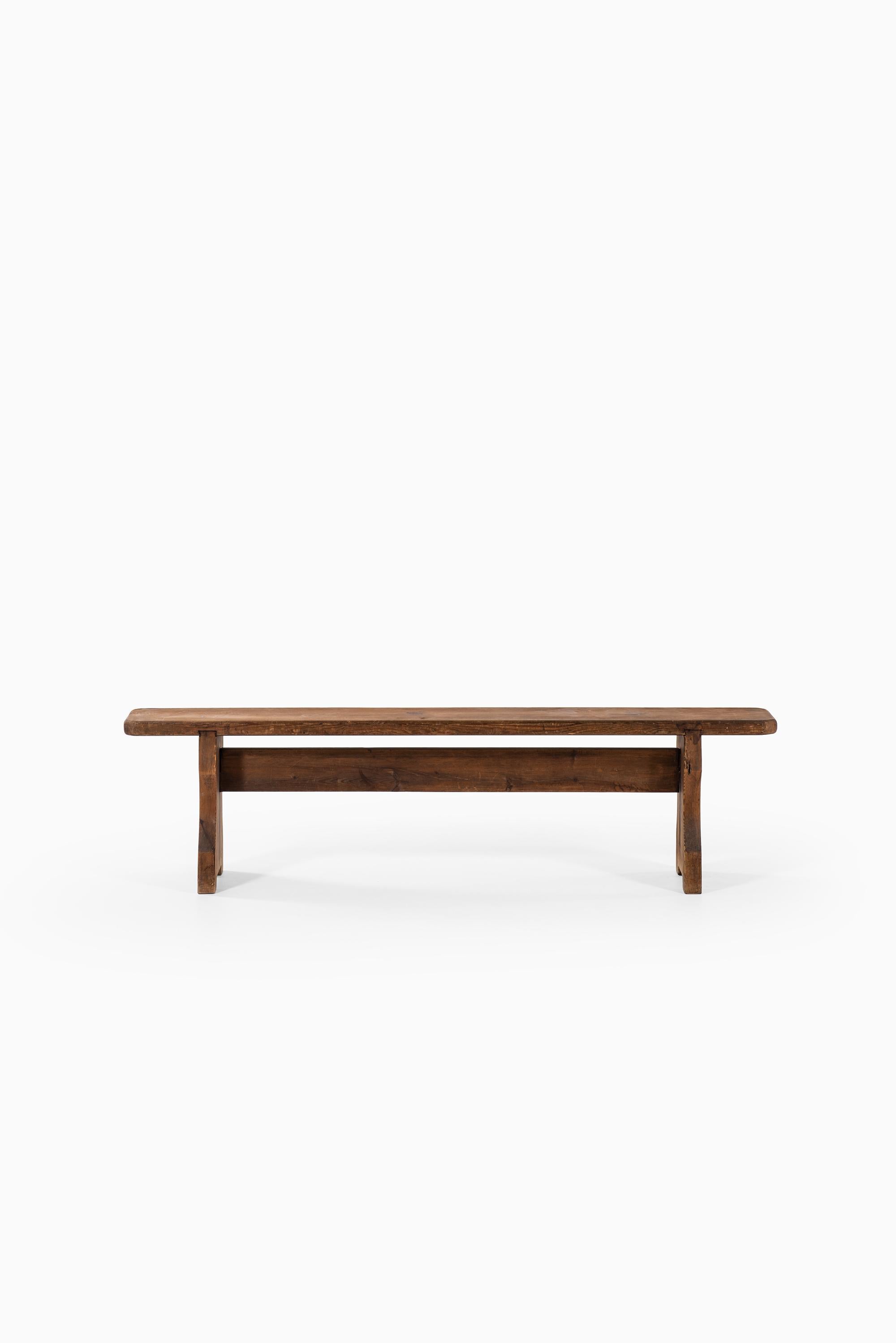 Bench in acid treated pine. Produced in Sweden.