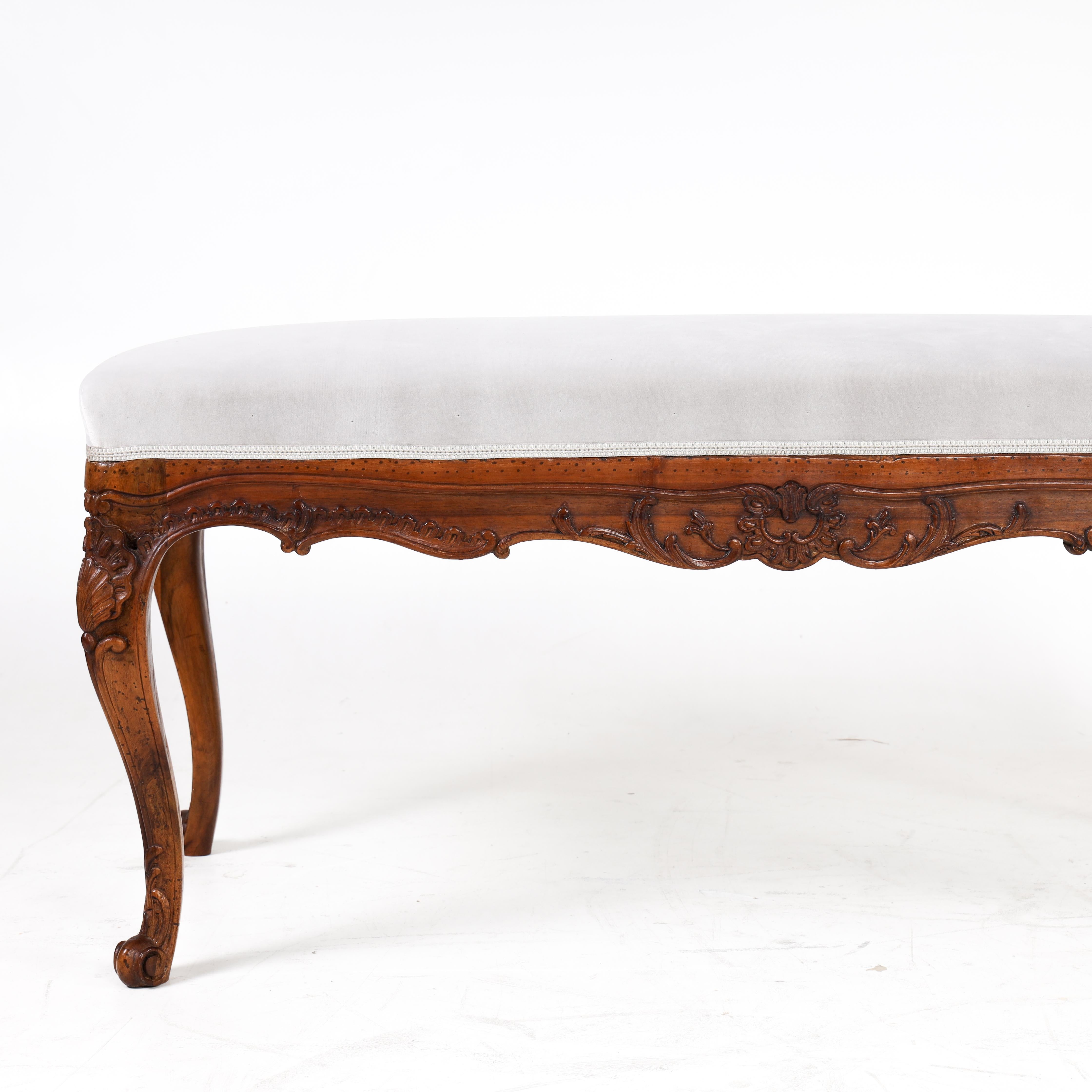 Walnut Bench in Baroque Style, 19th Century