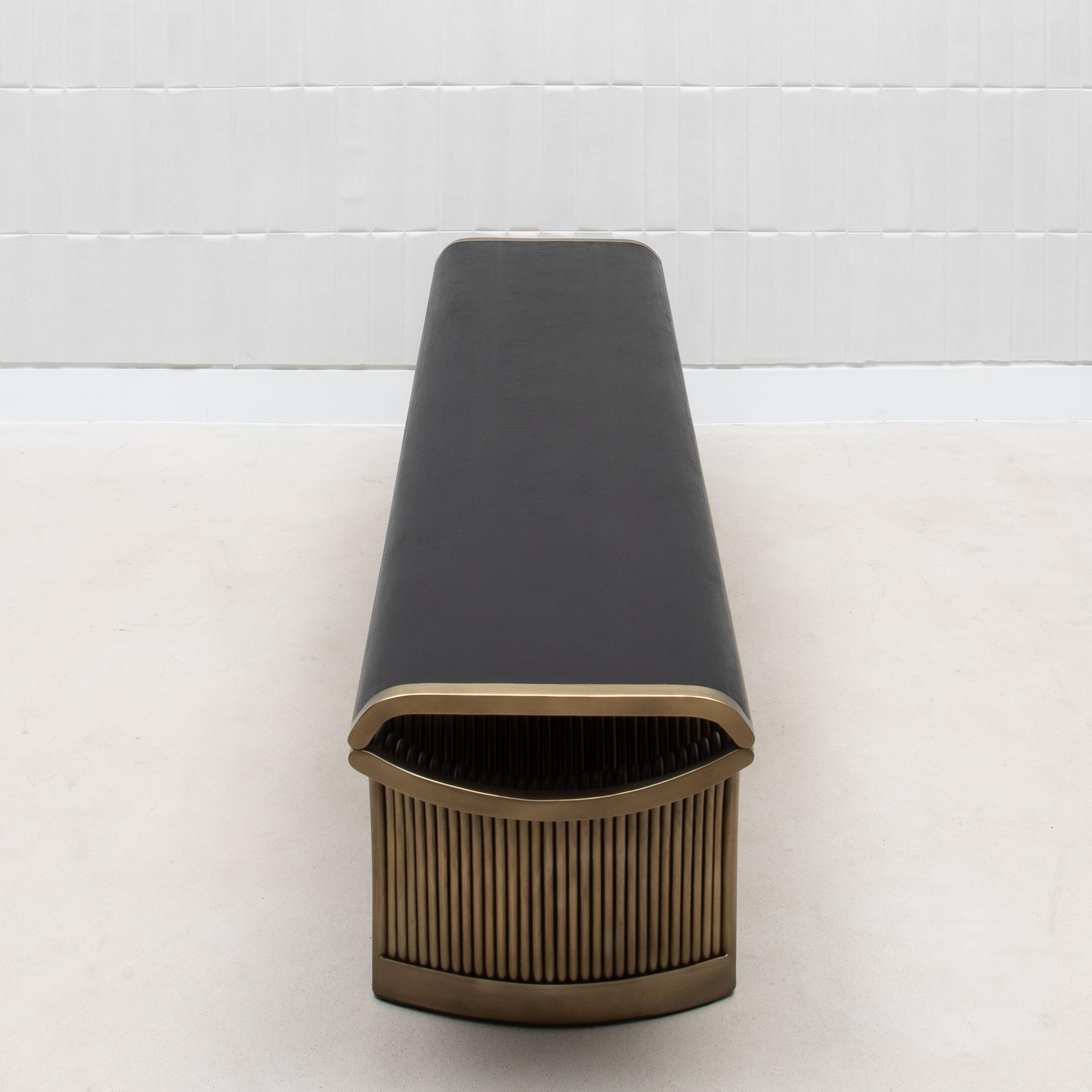 Bench in Black Oak with Bronze Patina Brass Legs by R&Y Augousti In New Condition For Sale In West Hollywood, CA