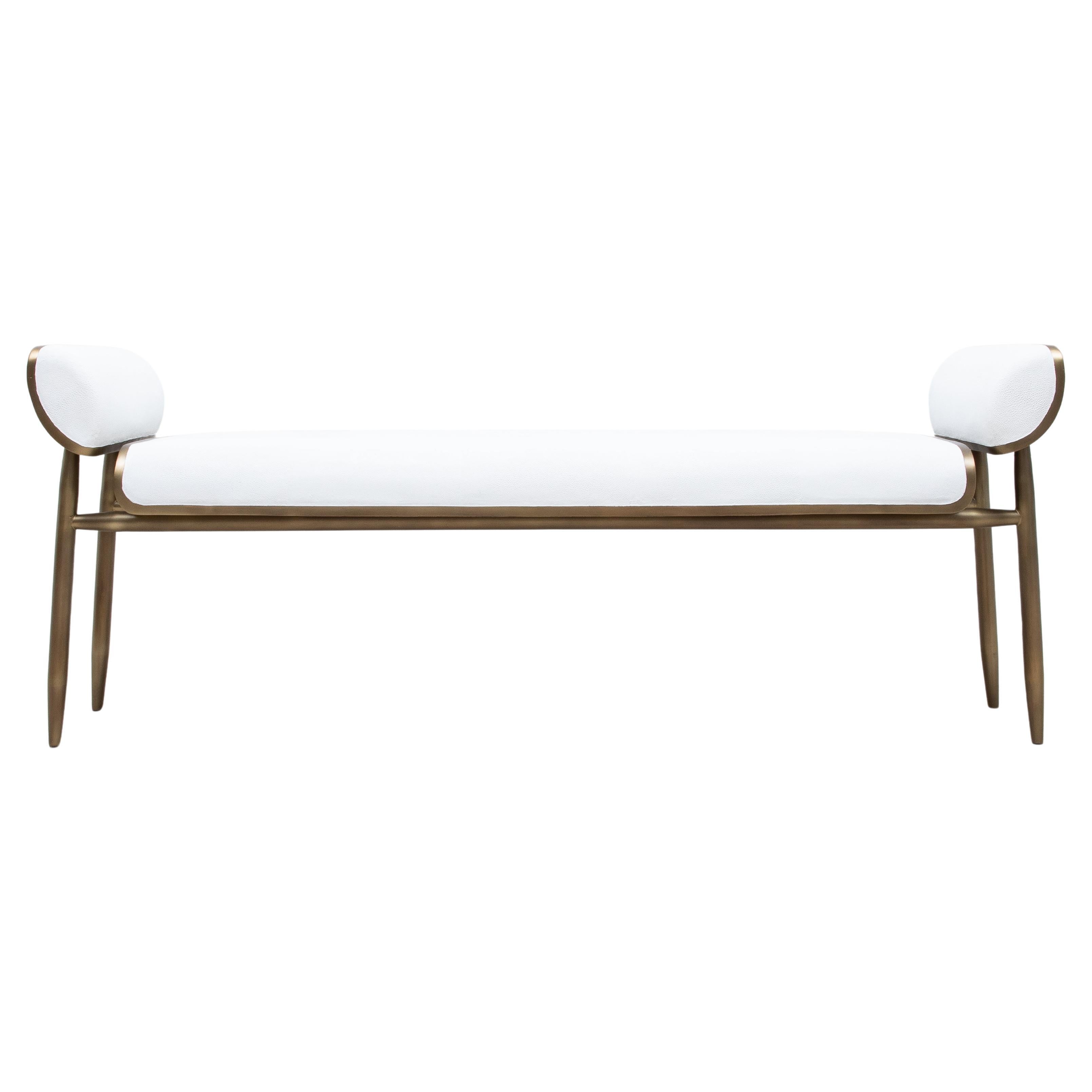 Bench in Shagreen with Bronze Patina Brass by Kifu Paris