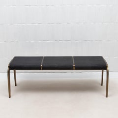 Bench in Black Shagreen with Bronze Patina Brass Detail by R&Y Augousti