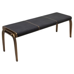 Bench aus schwarzem Chagrinleder mit Bronze-Patina-Messingdetails von R&Y Augousti