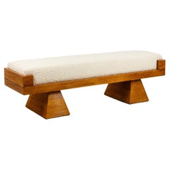 Bench in blond ash. Italian artisanal work in small series. Contemporary.