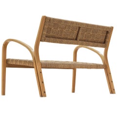 Bench in Braided Straw and Blonde Wood