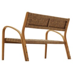 Bench in Braided Straw and Blonde Wood
