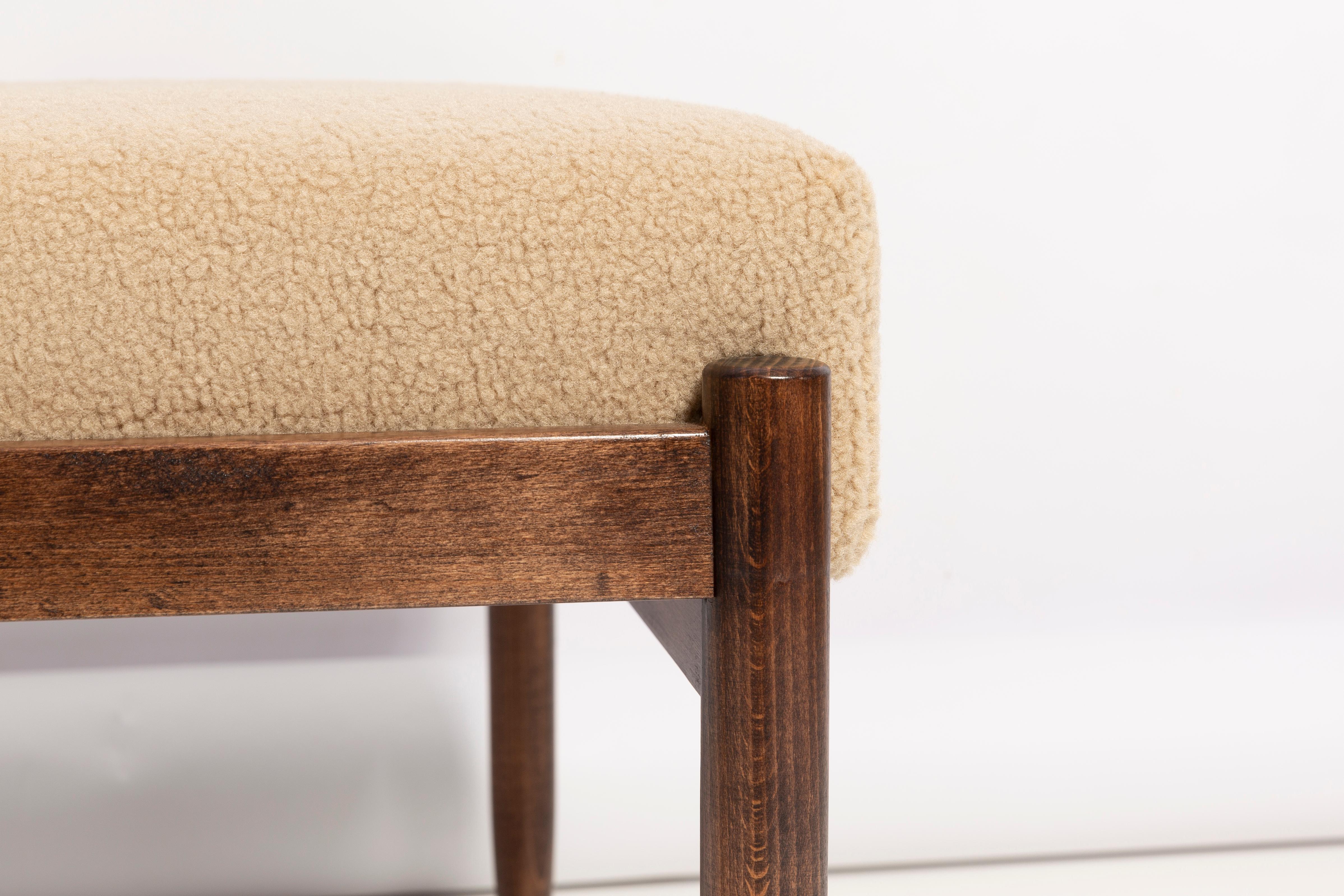 Contemporary Bench in Camel Boucle by Vintola Studio, Europe, Poland For Sale