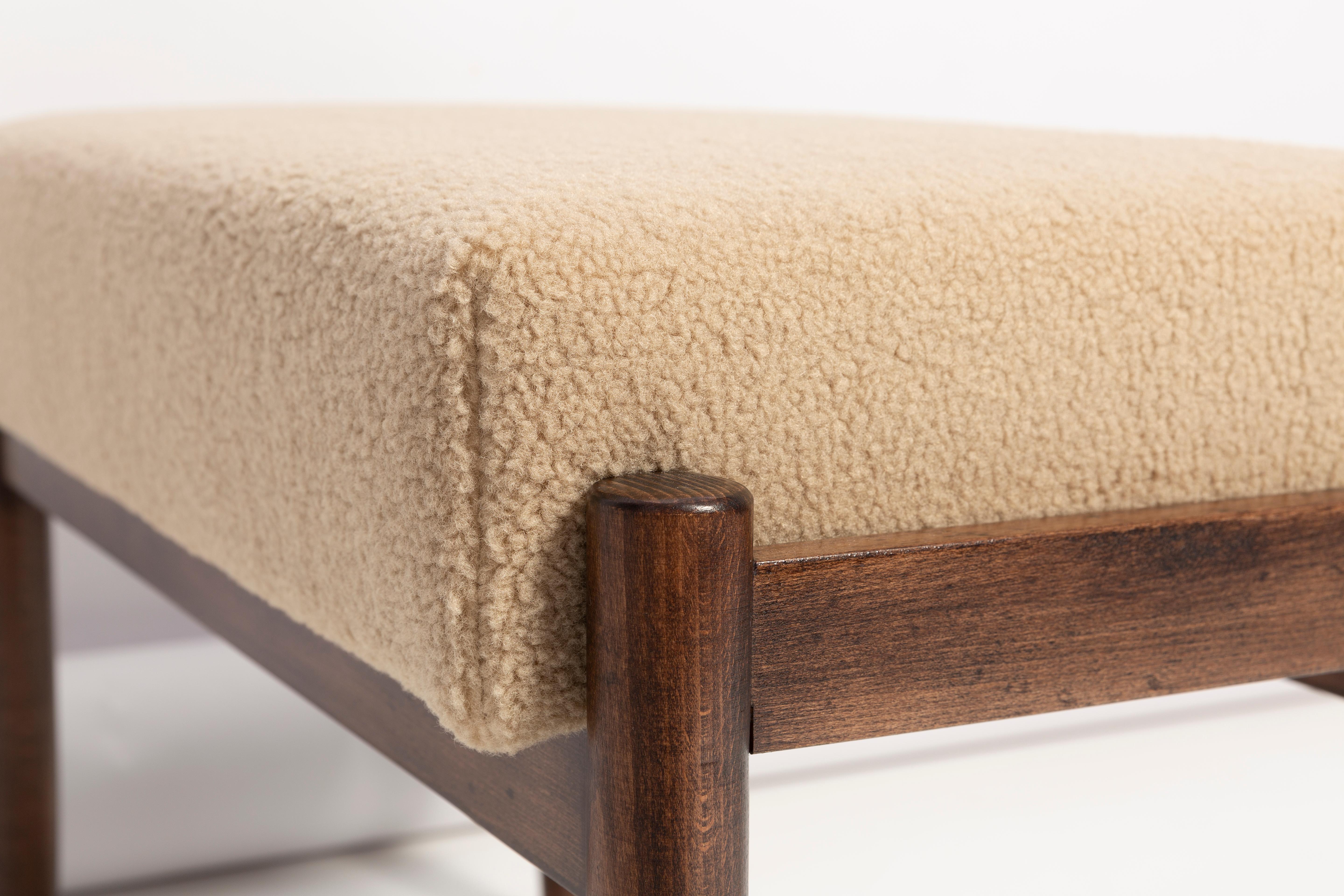 Fabric Bench in Camel Boucle by Vintola Studio, Europe, Poland For Sale
