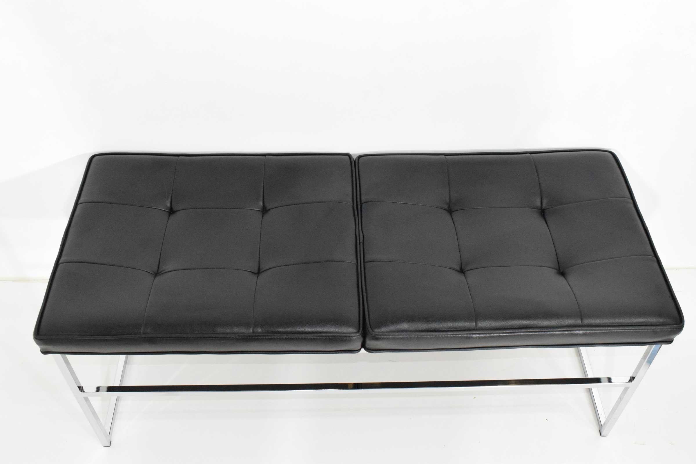 Bench aus Chrom und Leder von Steelcase (Moderne der Mitte des Jahrhunderts) im Angebot