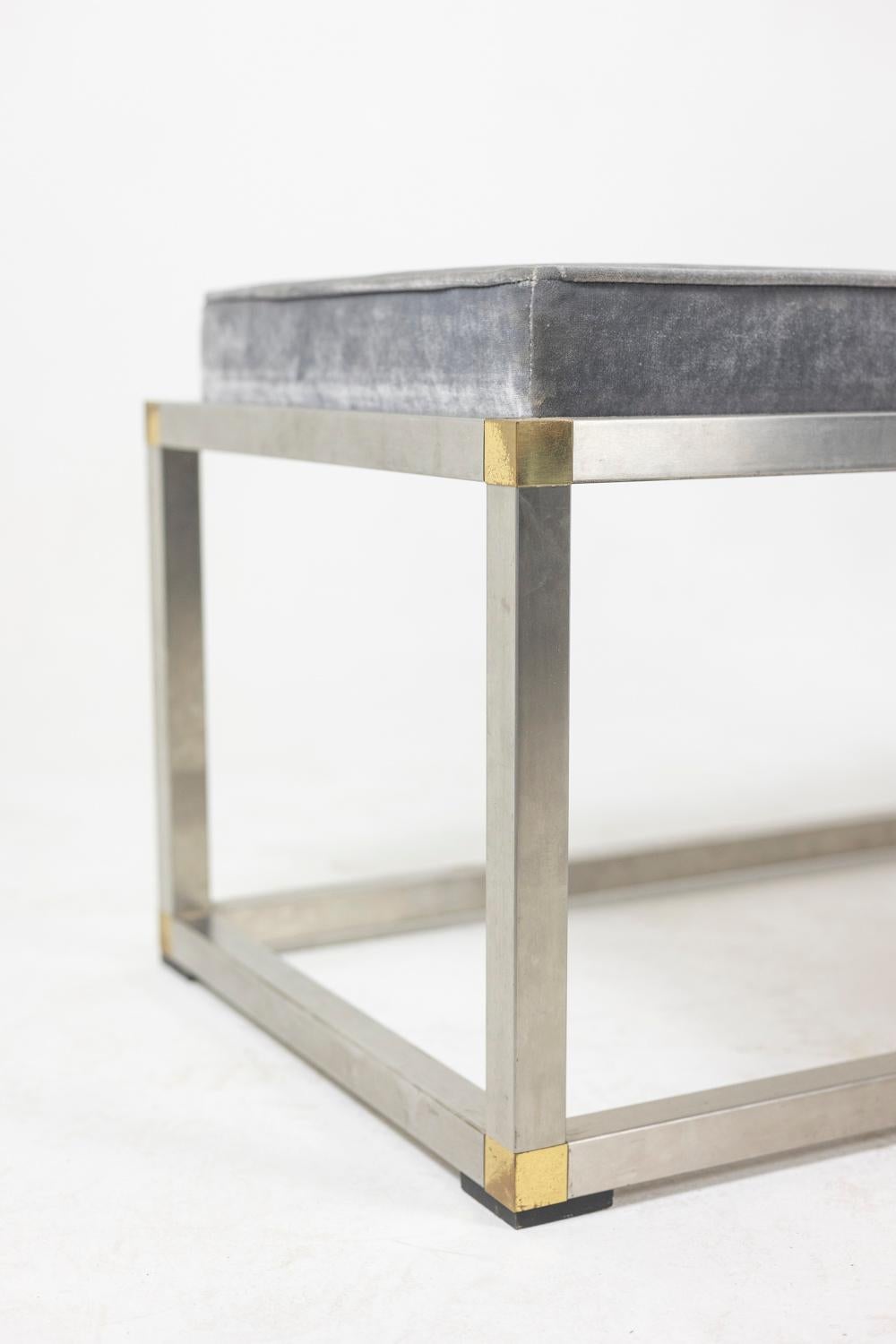 Metal Bench in gold and silver metal, 1970s For Sale