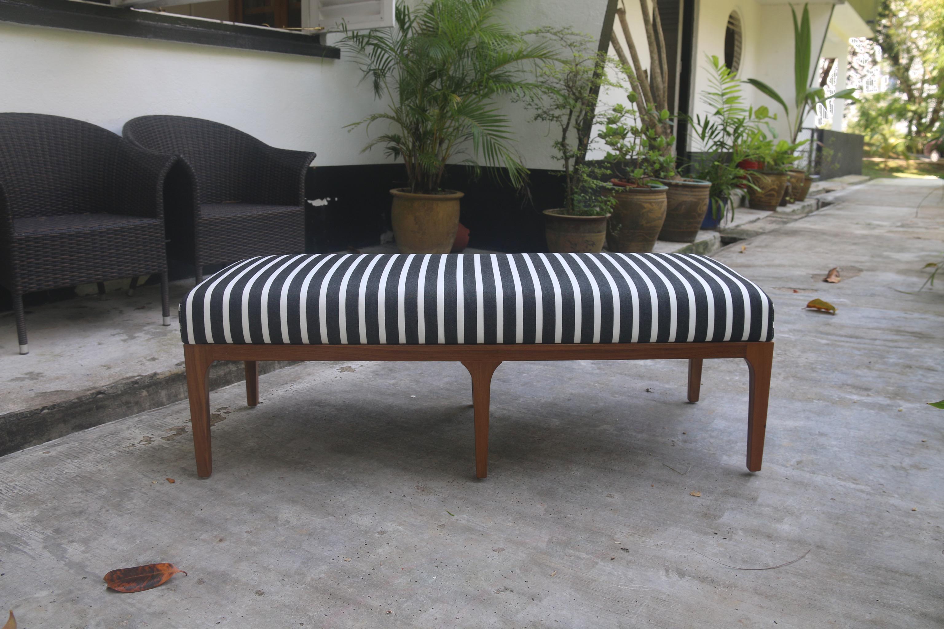 black and white striped bench
