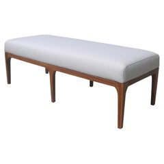 Bench in Golden Brown Finish with Sand Beige Fabric