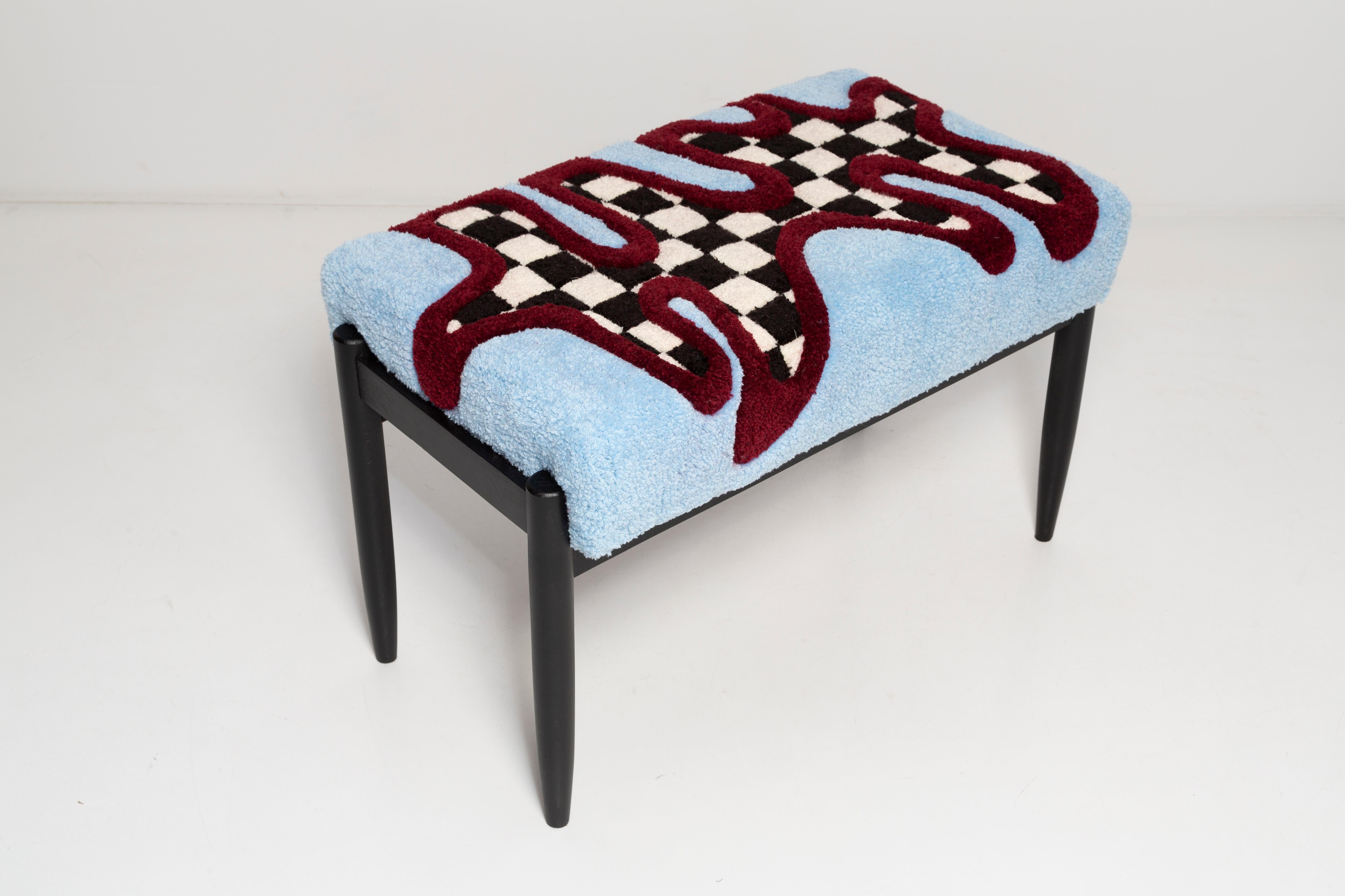 Mid-Century Modern Banc en laine touffetée à la main, par Vintola Studio, Europe, Pologne en vente